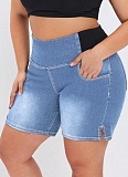 Large Size Elastic Waist Hip Lift Loose Denim Shorts