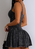 Fashionable Sexy Hot Girl Casual Do Old Suspenders Spliced ​​Puffy Dress