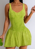 Fashionable Sexy Hot Girl Casual Do Old Suspenders Spliced ​​Puffy Dress