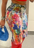 Fashion Casual Painted Straight Shorts For Women