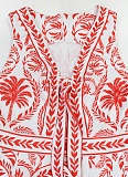 Women'S Sleeveless Lace-Up Top Printed Jumpsuit