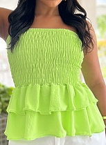 Women'S Tube Top Slim Fit Sexy Ruffled Top