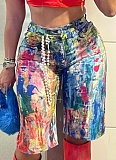 Fashion Casual Painted Straight Shorts For Women