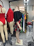 Large Size Pleated Long-Sleeved Top Fluffy Shorts Casual Two-Piece Suit RS-8080