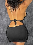 Fashionable Printed Lace-Up Backless Sexy Dress For Women