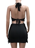 Fashionable Printed Lace-Up Backless Sexy Dress For Women