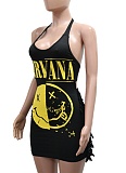 Fashionable Printed Lace-Up Backless Sexy Dress For Women