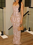 Simple Hot Girl Slim Fit Printed Suspender Dress