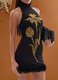 New Sexy Sleeveless Permed Diamond Package Hip Dress For Women