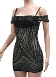 Sexy Sequined Suspenders Slim Fit Hip Dress For Women