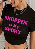 Women'S Street Print Short Round Neck T-Shirt