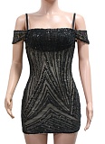 Sexy Sequined Suspenders Slim Fit Hip Dress For Women