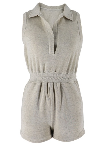Summer New Sleeveless Lapel Casual Jumpsuit Shorts For Women