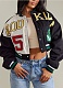 Women'S Retro Sports Letter Print Flight Jacket