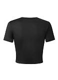 Summer Round Neck Casual 8 Ball Print Short Sleeve Navel Exposed T-Shirt For Women