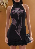 New Sexy Sleeveless Permed Diamond Package Hip Dress For Women