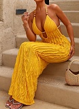 Sexy Backless Deep V-Neck Pleated Slim Dress