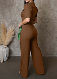 Women'S Personalized Lapel Single-Breasted Short-Sleeved Casual Jumpsuit