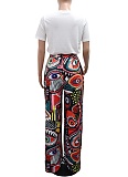 Fashion Printed Round Neck Top Loose Comfortable Trousers Two-Piece Suit For Women