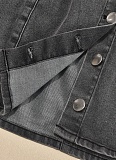 Single-Breasted Chest Wrap Suspender Elastic Denim Hip Dress For Women