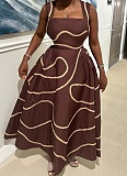 New Style Elegant Square Neck Sleeveless High Waist Suspender Dress For Women