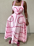 New Style Elegant Square Neck Sleeveless High Waist Suspender Dress For Women