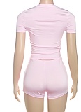 Fashionable And Simple Sleeveless Vest With Heart Hollow Shorts Two-Piece Suit