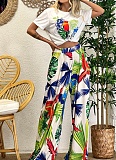 Fashion Printed Round Neck Top Loose Comfortable Trousers Two-Piece Suit For Women
