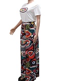 Fashion Printed Round Neck Top Loose Comfortable Trousers Two-Piece Suit For Women