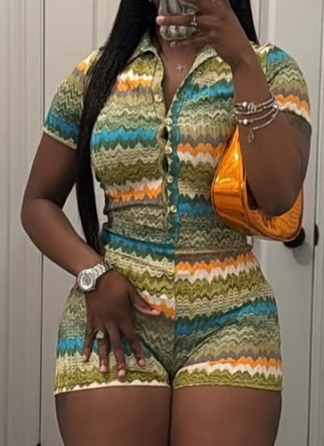 New Mixed Color Stripe Sexy Fashion Jumpsuit For Women