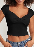 Summer Sexy V-Neck Short Sleeve Ruffle T-Shirt