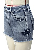 Summer New Style Back Pocket Exquisite Embroidery Washed Denim Shorts For Women