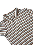 Women'S Striped Lapel Short-Sleeved T-Shirt Shorts Two-Piece Suit