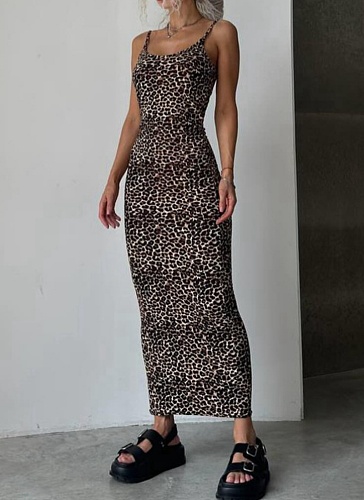 Sexy Suspenders Leopard Print Hip Dress For Women
