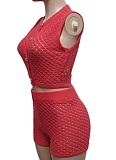 Fashion Casual Color Matching Cardigan Sweater Shorts Two Piece Suit For Women
