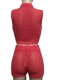 Fashion Casual Color Matching Cardigan Sweater Shorts Two Piece Suit For Women