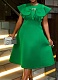 Green Personalized Bowknot Round Neck Cape Sleeve Party Dress Women