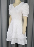 New Temperament V-Neck Party Puff Sleeve Waist Dress