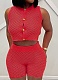 Fashion Casual Color Matching Cardigan Sweater Shorts Two Piece Suit For Women
