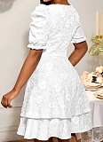 New Temperament V-Neck Party Puff Sleeve Waist Dress