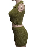 Fashion Casual Color Matching Cardigan Sweater Shorts Two Piece Suit For Women