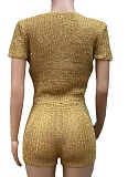 Sexy Round Neck Sequined Sweater Shorts Two Piece Suit For Women