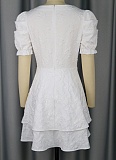 New Temperament V-Neck Party Puff Sleeve Waist Dress