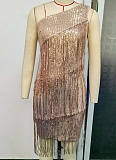 Women'S Sexy One Shoulder Tassel Stitching Sequin Dress
