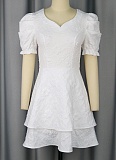 New Temperament V-Neck Party Puff Sleeve Waist Dress