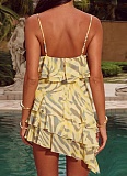Summer Vacation Leisure New Sling Print Ruffle Dress