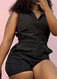 Solid Color Personalized Fashion Zipper Jumpsuit For Women