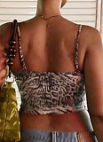Summer New Leopard Print Contrast Color Sexy Slim Fit U-Neck Camisole For Women