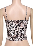 Summer New Leopard Print Contrast Color Sexy Slim Fit U-Neck Camisole For Women