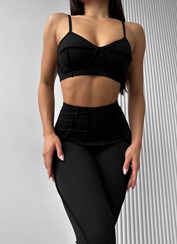 Fashion Sexy Camisole Slim Fit Hip Trousers Two Piece Suit For Women